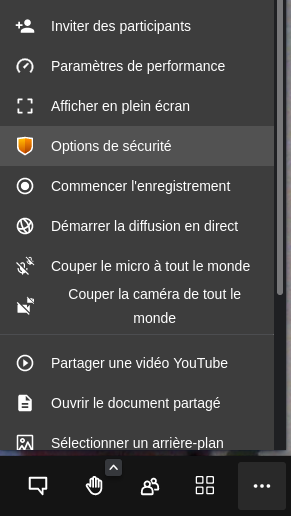 Options de sécurité