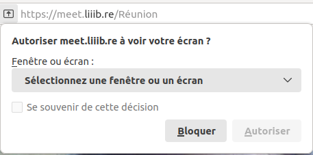 Autoriser le partage d'écran