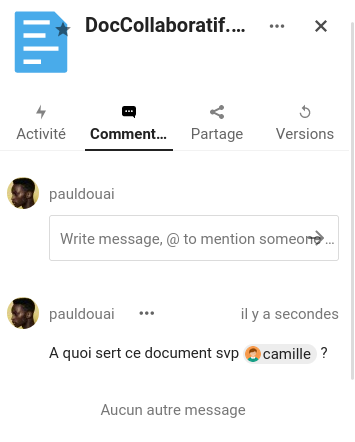 Commentaires Nextcloud