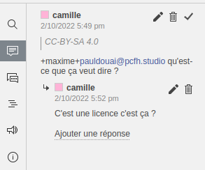 OnlyOffice commentaires barre de gauche