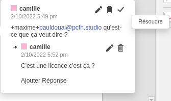 OnlyOffice commentaires résoudre