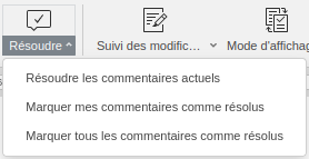 OnlyOffice commentaires résoudre tout