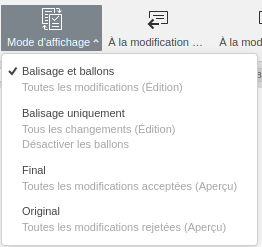OnlyOffice suivi des modifications mode d'affichage
