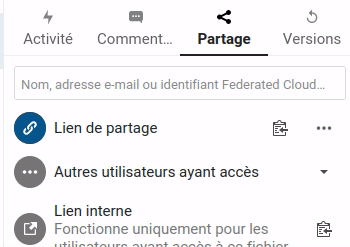 Ajouter un lien de partage externe