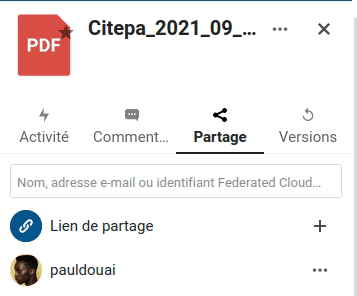 options de partage interne